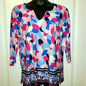 🌺Pappagallo Colorful Abstract Print Women Tunic